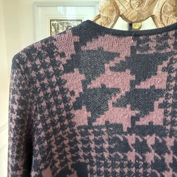 I.N. Studio Longline Brown Black Houndstooth Cardigan L - Picture 4 of 7